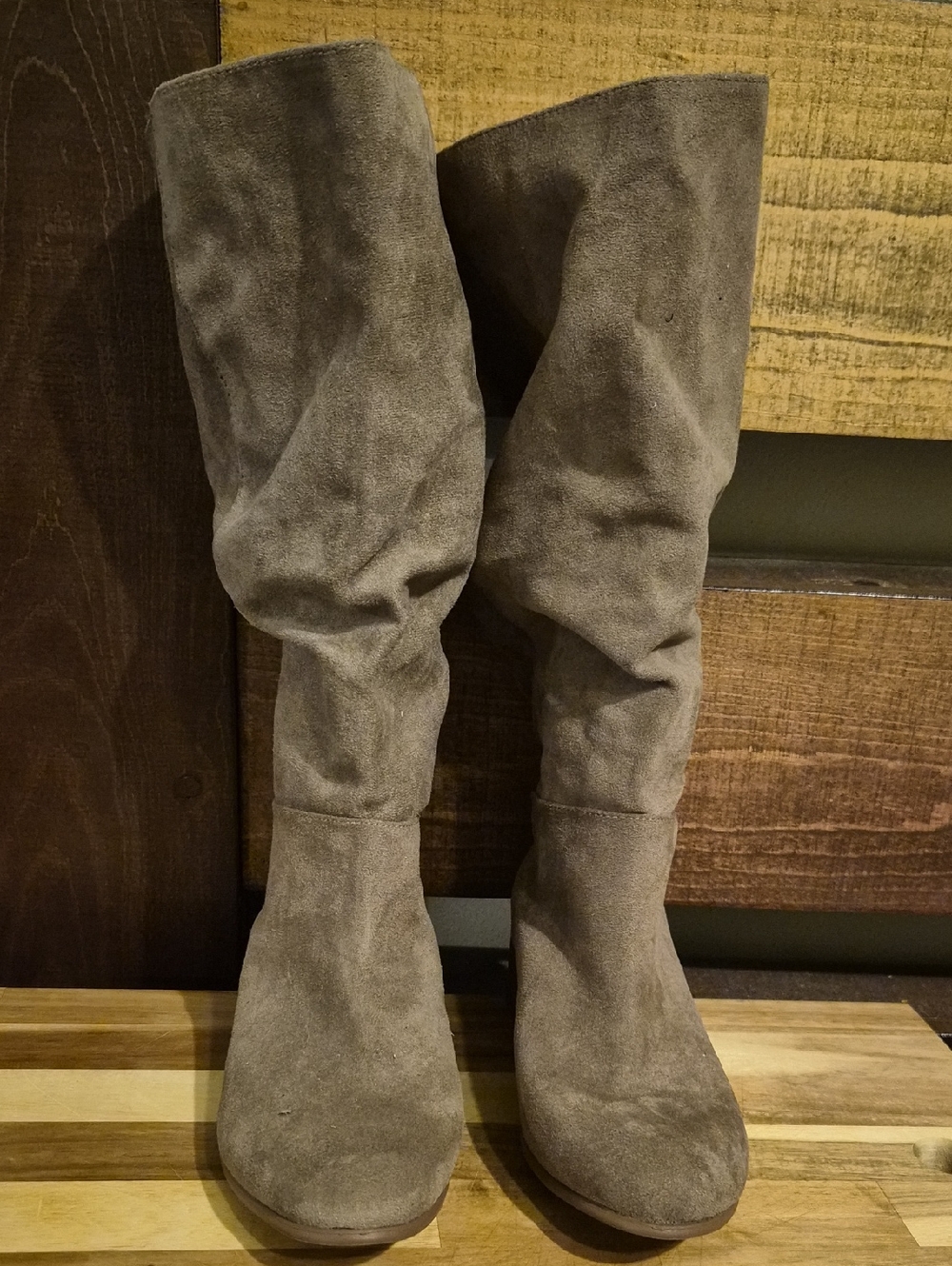 Merona Taupe Suede Slouch Knee-High Boots NEW